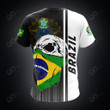 AIO Pride Custom Name Brazil Coat Of Arms Skull Scarf Flag T-shirt