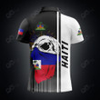 AIO Pride Custom Name Haiti Coat Of Arms Skull Scarf Flag Polo Shirt