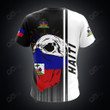 AIO Pride Custom Name Haiti Coat Of Arms Skull Scarf Flag T-shirt