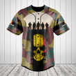 Customize Belgium 3D Skull Flag Camouflage Baseball Jersey Shirt