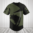 Customize Brazil Map Black And Olive Green Baseball Jersey Shirt