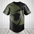 Customize France Map Black And Olive Green Baseball Jersey Shirt
