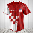 Croatia Pattern Red And White Baseball Jersey Shirt