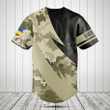 Customize Ukraine Coat Of Arms Camo Fire Style Baseball Jersey Shirt