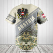 Customize Austria Coat Of Arms Camouflage 3D Baseball Jersey Shirt