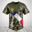 Customize France Flag Camouflage Army Baseball Jersey Shirt