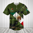 Customize Mexico Flag Camouflage Army Baseball Jersey Shirt