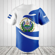 El Salvador Flag Fire Style Baseball Jersey Shirt