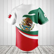 Mexico Flag Fire Style Baseball Jersey Shirt