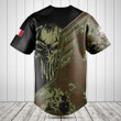 Customize Italy Wing Skull Camouflage Baseball Jersey Shirt