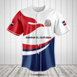 Dominican Republic Flag Fire Style Baseball Jersey Shirt