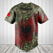 Customize Albania Flag And Coat Of Arms Camo Baseball Jersey Shirt