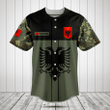 Customize Albania Coat Of Arms Camo Olive Green Baseball Jersey Shirt