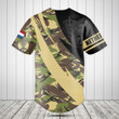 Customize Netherlands Coat Of Arms Camo Fire Style Baseball Jersey Shirt