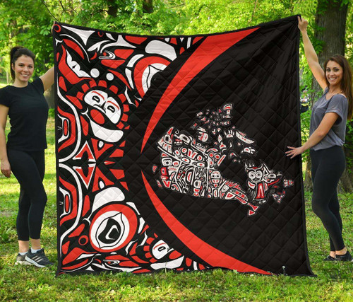 AIO Pride - Canada Map Aboriginal Style Premium Quilt