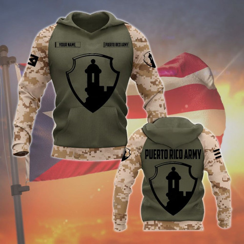 AIO Pride - Customize Puerto Rico Army 3D Unisex Adult Hoodies