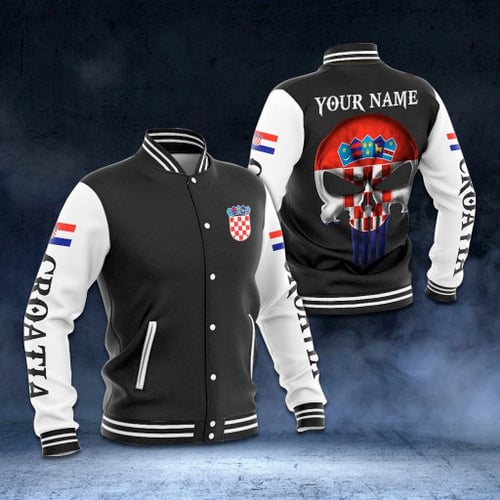AIO Pride - Customize Croatia Coat Of Arms - Skull Varsity Jacket