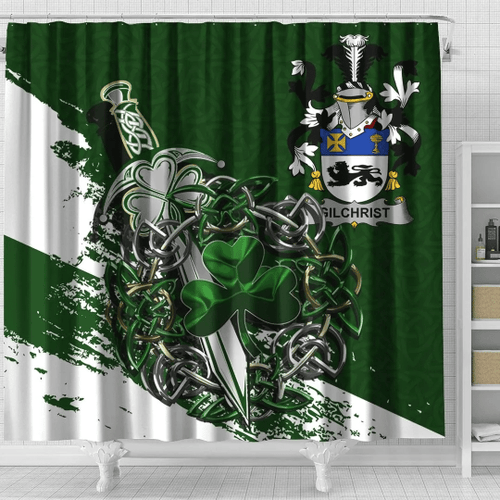 AIO Pride Goodman copy Ireland Crest Shower Curtain - Celtic Irish Shamrock and Sword