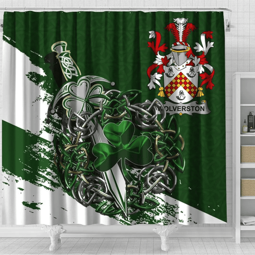 AIO Pride Wynne Ireland Crest Shower Curtain - Celtic Irish Shamrock and Sword
