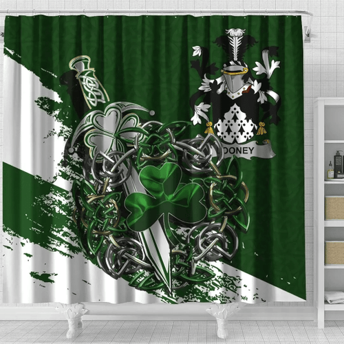 AIO Pride Mackey Ireland Crest Shower Curtain - Celtic Irish Shamrock and Sword