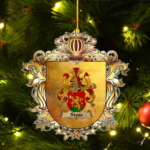 AIO Pride Stoss German Family Crest Christmas Custom Shape Ornament - Golden Heraldic Shield