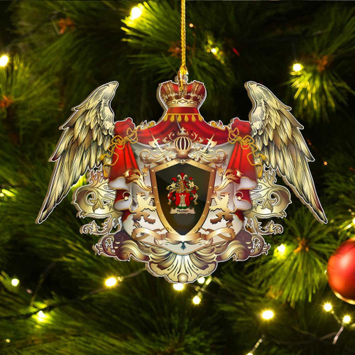 AIO Pride Huetter German Family Crest Christmas Custom Shape Ornament - Golden Heraldic Shield