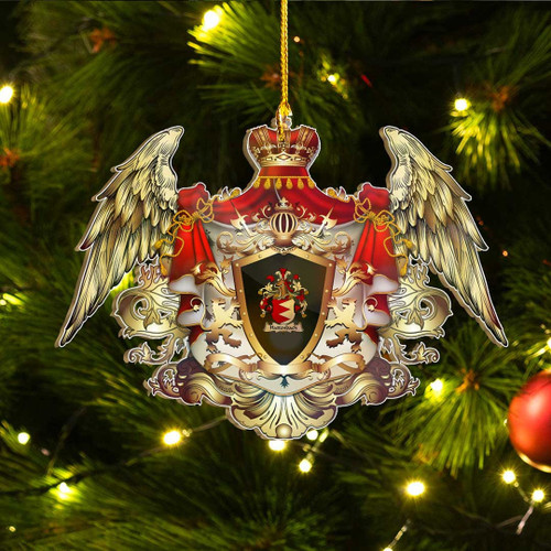AIO Pride Hattenbach German Family Crest Christmas Custom Shape Ornament - Golden Heraldic Shield