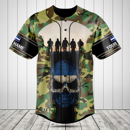 Customize Honduras 3D Skull Flag Camouflage Baseball Jersey Shirt