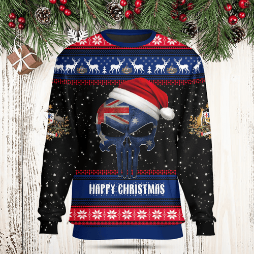 Australia Merry Christmas Santa Skull Sweatshirt