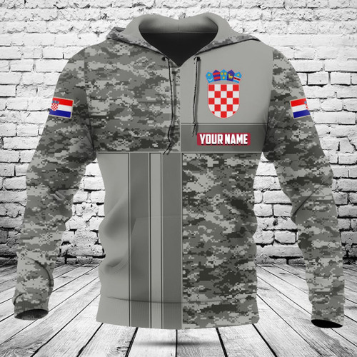 Customize Croatia Grey Digital Camo Shirts