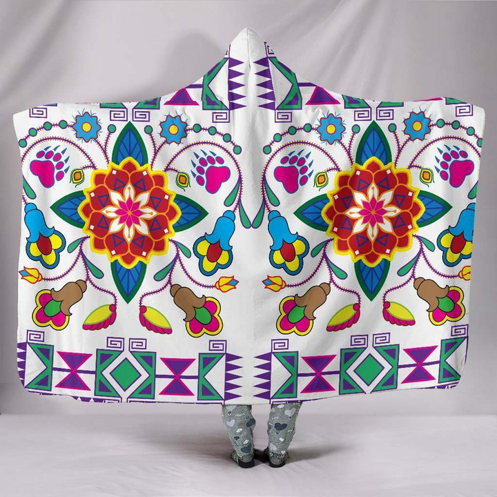 AIO Pride - Geometric Floral Winter White Hooded Blanket
