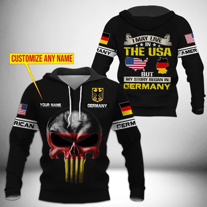 AIO Pride - Customize American - Germany Skull Unisex Adult Hoodies