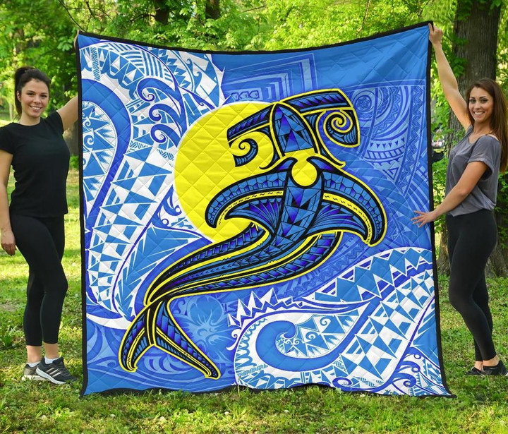 AIO Pride - Palau Flag with Polynesian Tattoo Premium Quilt