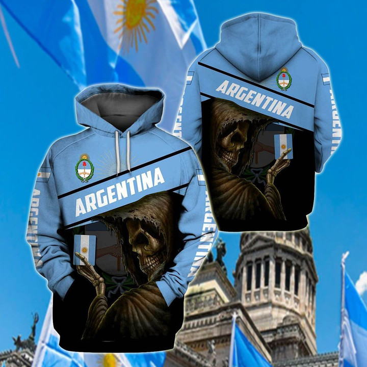 AIO Pride - Argentina Coat Of Arms & Skull Unisex Adult Hoodies