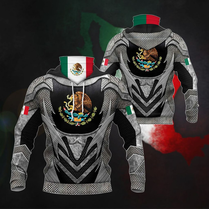 AIO Pride - Mexico Coat Of Arms - Armor Unisex Adult Neck Gaiter Hoodie