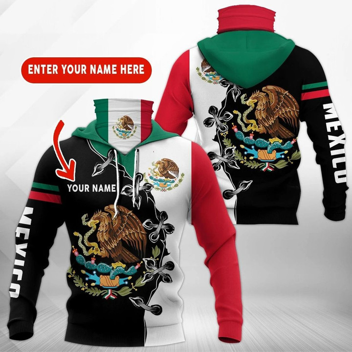 AIO Pride - Customize Mexico Coat Of Arms V2 Unisex Adult Neck Gaiter Hoodie