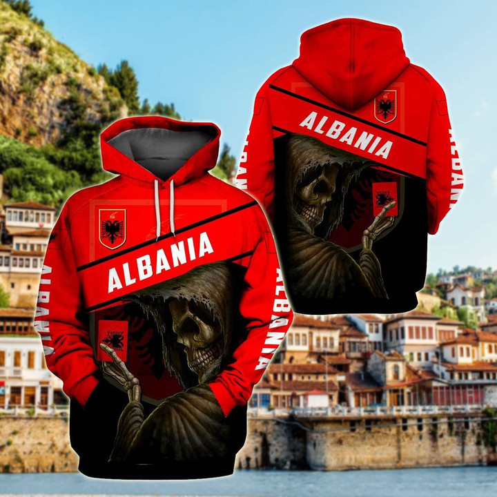 AIO Pride - Albania Coat Of Arms & Skull Unisex Adult Hoodies
