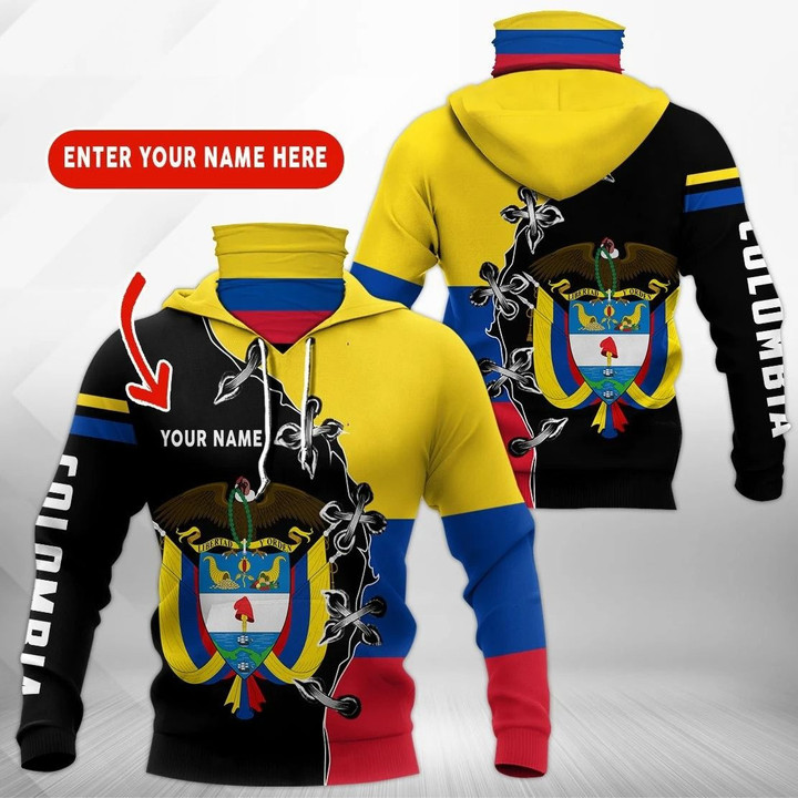 AIO Pride - Customize Colombia Coat Of Arms Unisex Adult Neck Gaiter Hoodie