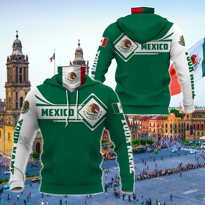 AIO Pride - Customize Mexico Map & Coat Of Arms Unisex Adult Neck Gaiter Hoodie