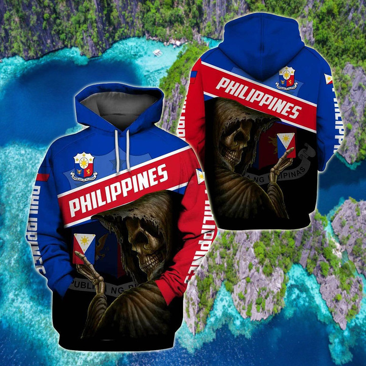 AIO Pride - Philippines Coat Of Arms & Skull Unisex Adult Hoodies