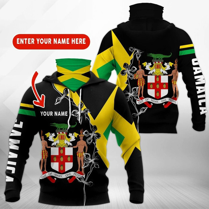 AIO Pride - Customize Jamaica Coat Of Arms Unisex Adult Neck Gaiter Hoodie