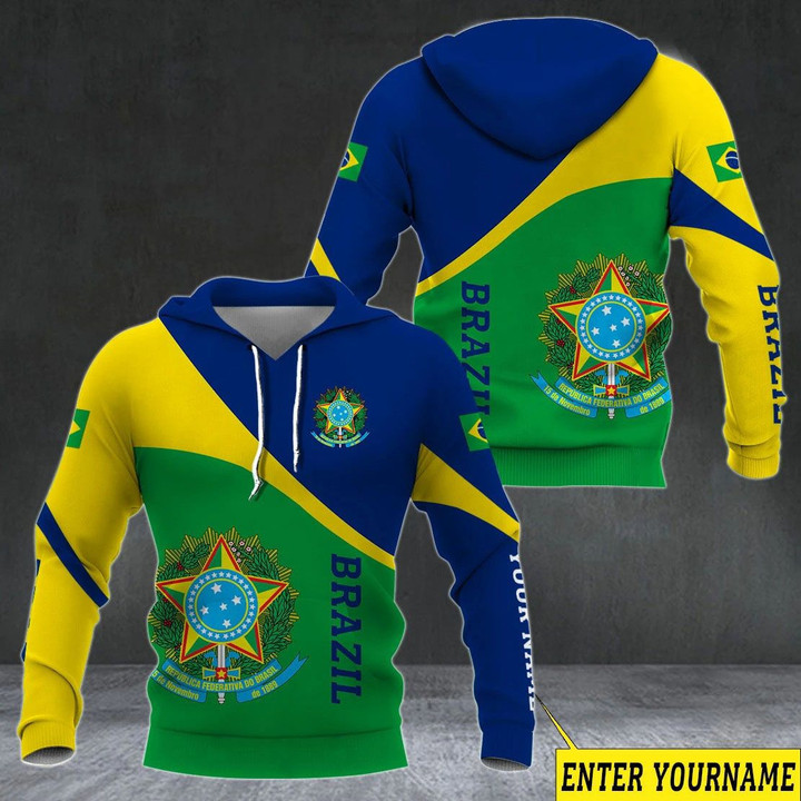 AIO Pride - Customize Brazil Coat Of Arms Version Unisex Adult Hoodies