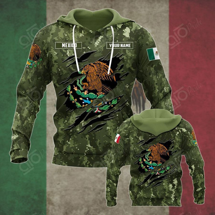 AIO Pride - Custom (Mexico) Coat Of Arms Camo Over Print Hoodies