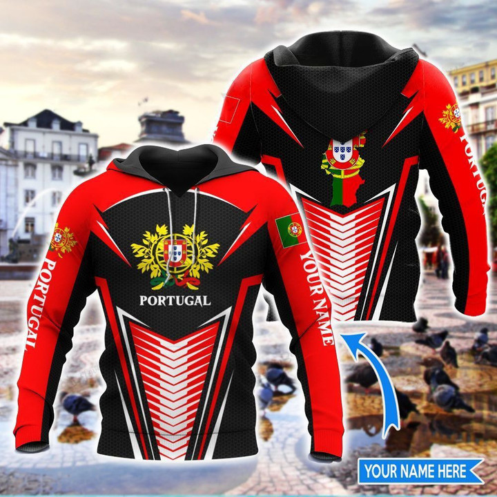 AIO Pride - Customize Portugal Coat Of Arms & Map Style Unisex Adult Hoodies
