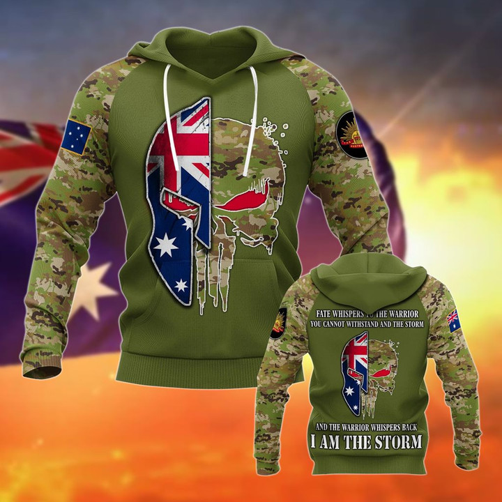 AIO Pride - Australian Army Skull Camo - Helmet Flag Unisex Adult Hoodies