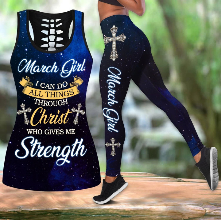AIO Pride - March Girl I Can Do All Things Through Christ Who Give Me Strength Hollow Tank Top Or Legging