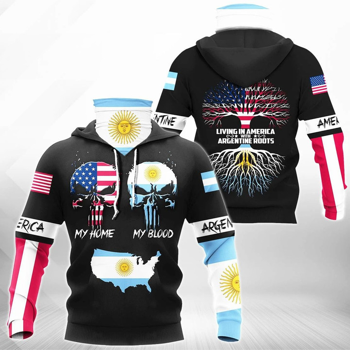 AIO Pride - Living In America With Argentine Roots Unisex Adult Neck Gaiter Hoodie