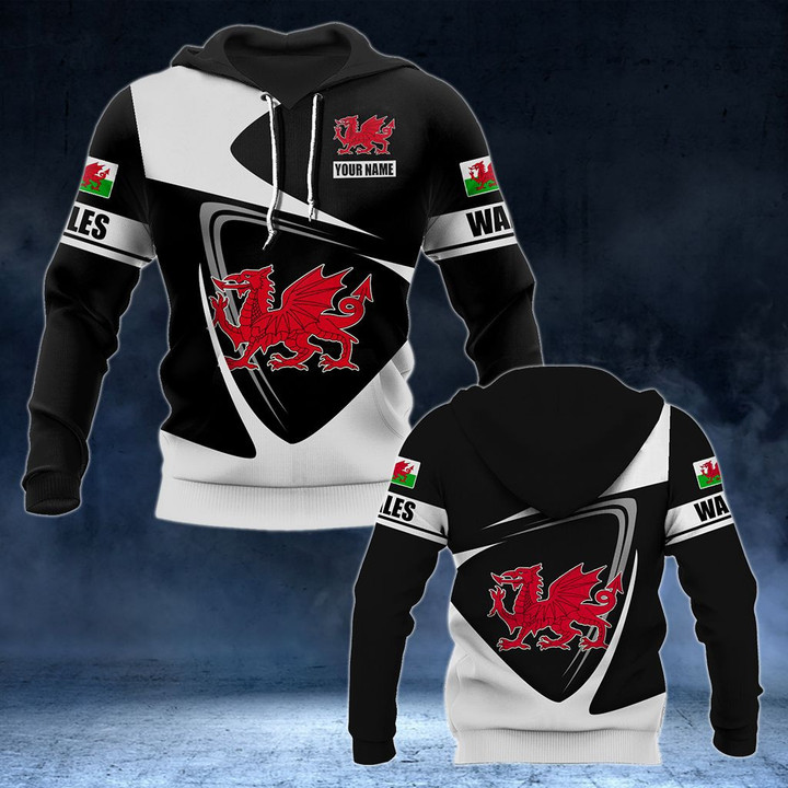 AIO Pride - Customize Wales Coat Of Arms - Flag V2 Unisex Adult Hoodies