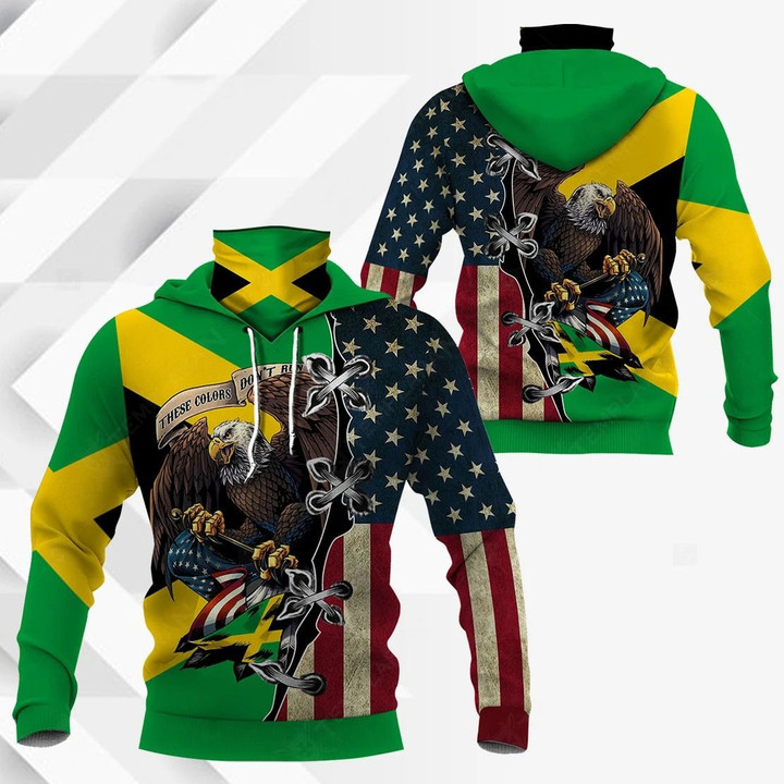 AIO Pride - Jamaica - United States Eagle Unisex Adult Neck Gaiter Hoodie