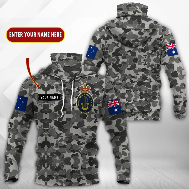 AIO Pride - Customize Royal Australian Navy Unisex Adult Neck Gaiter Hoodie